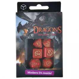 Набор кубиков Dragons Modern Dice Set, Red/Gold, 7 шт. картинка 352946 - МосИгра